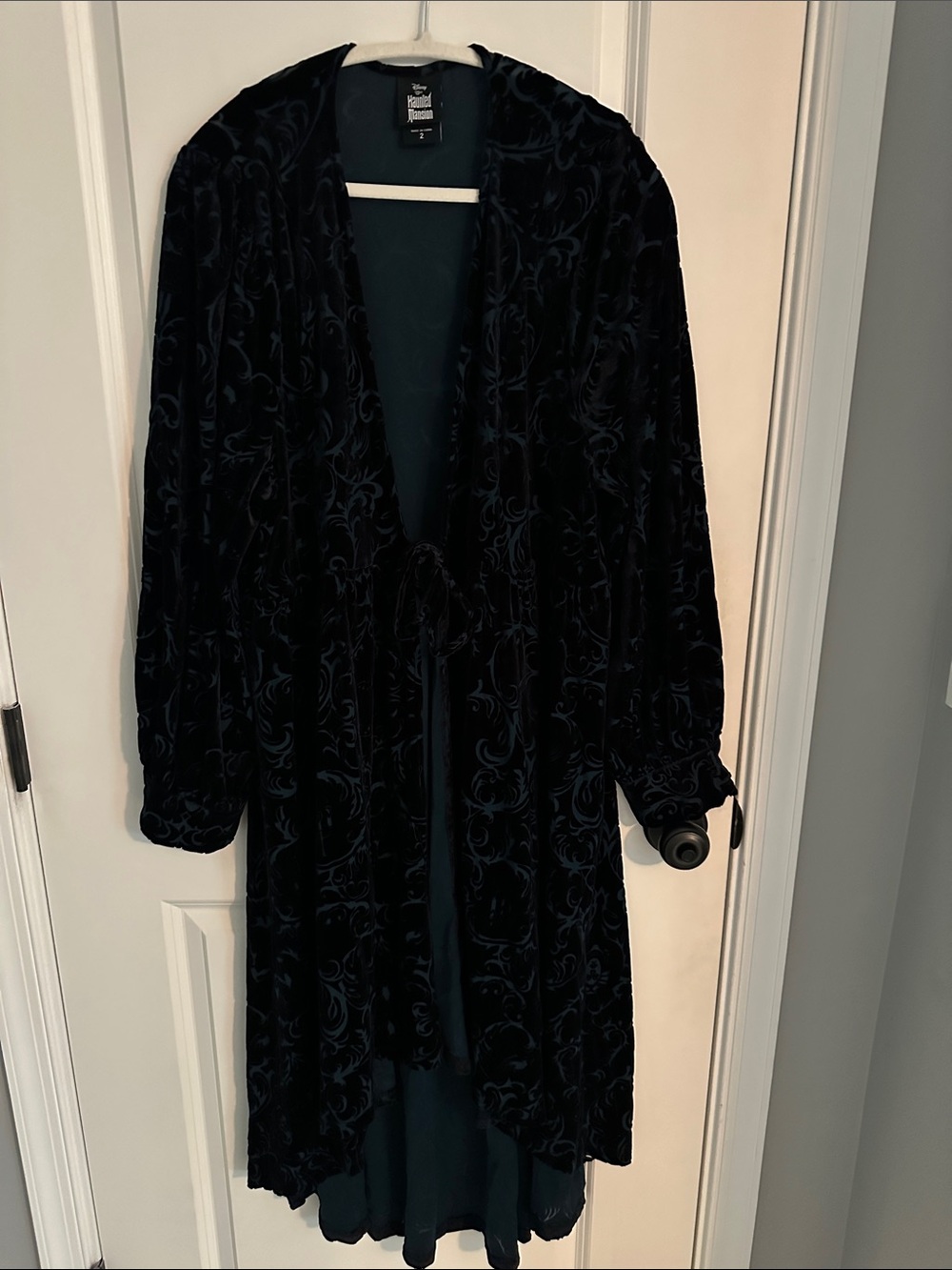 Torrid Disney Haunted Mansion Black Velvet Long Cardigan with Floral Burnout